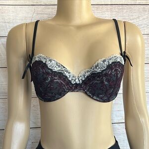 Pleasure State Couture Black With Red Lace Size 34C
